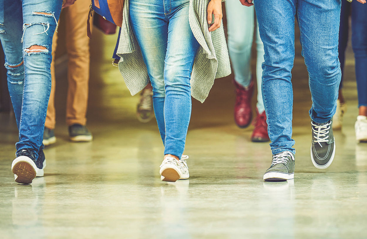 Students walking